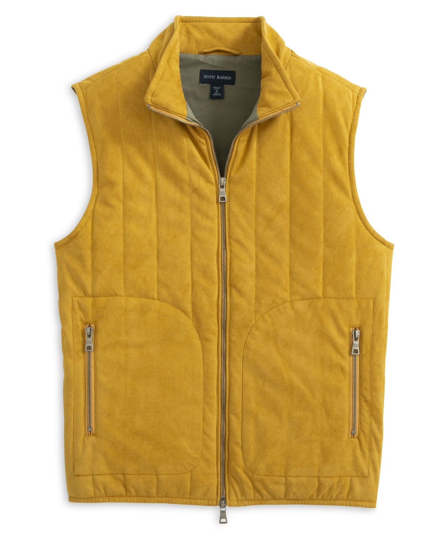 Suede Puffer Vest, Saddle - Scott Barber