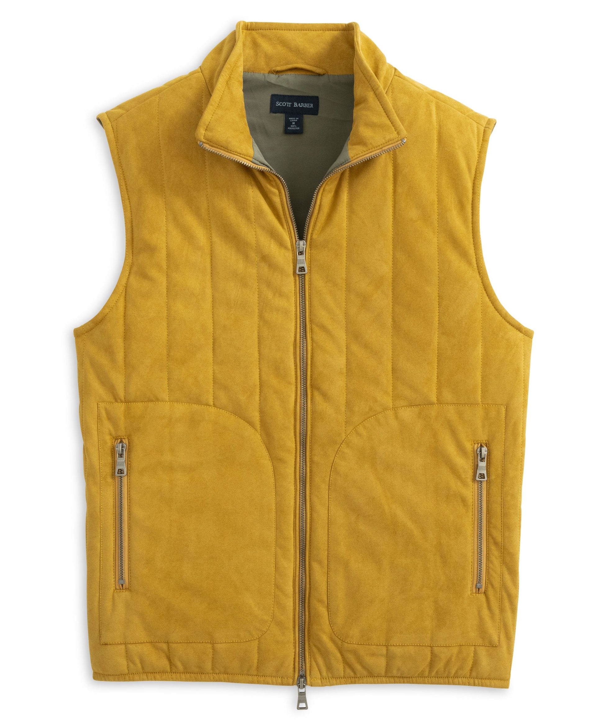 Suede Puffer Vest, Saddle - Scott Barber