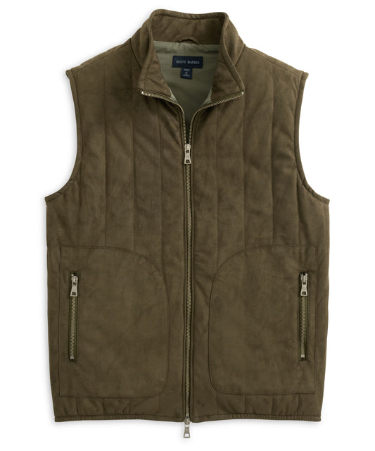 Suede Puffer Vest, Coffee - Scott Barber