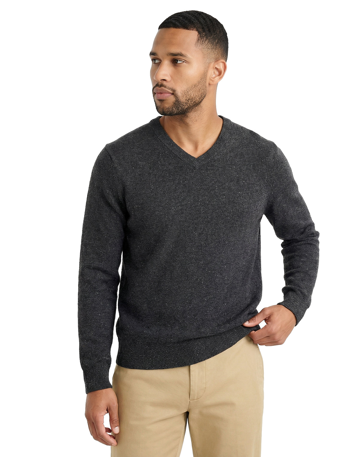 Cashmere Donegal Vee Neck Sweater