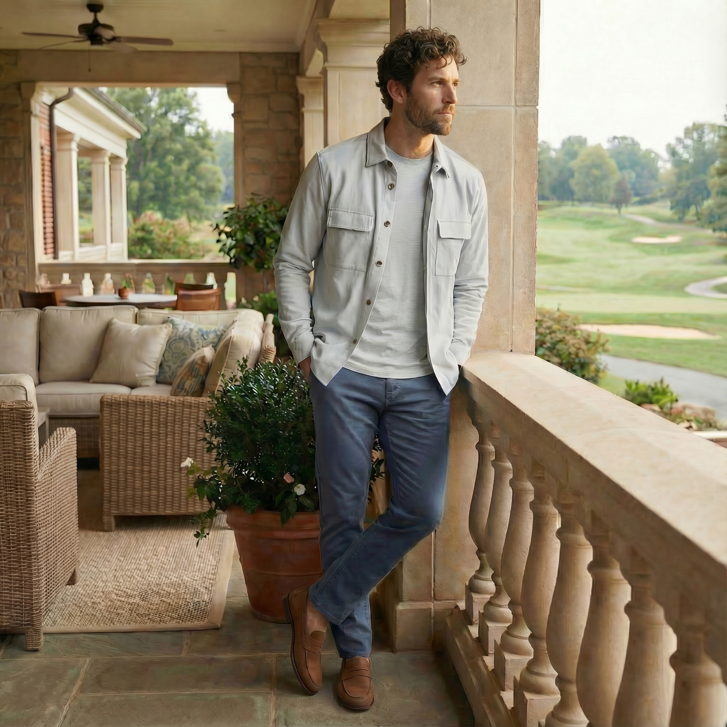 Micro Suede Stretch Shirt Jacket - Scott Barber