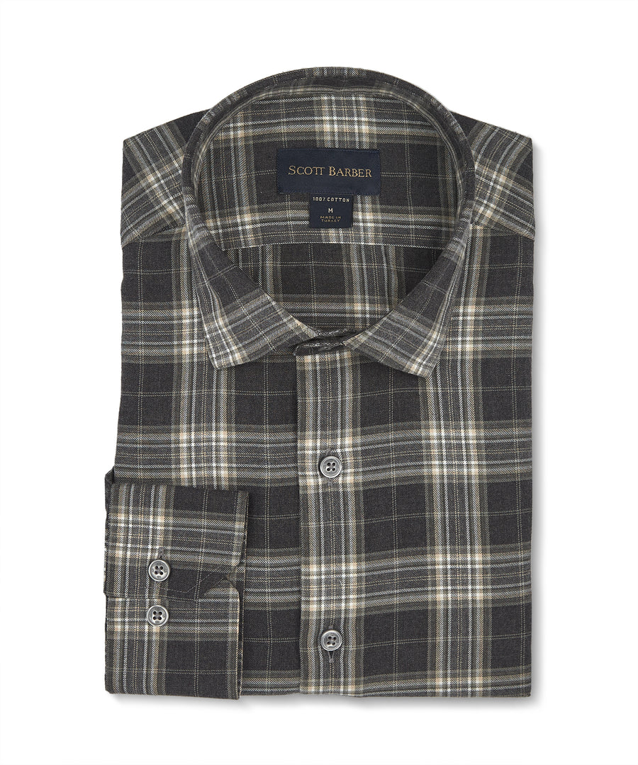 Washed Melange Country Plaid, Charcoal