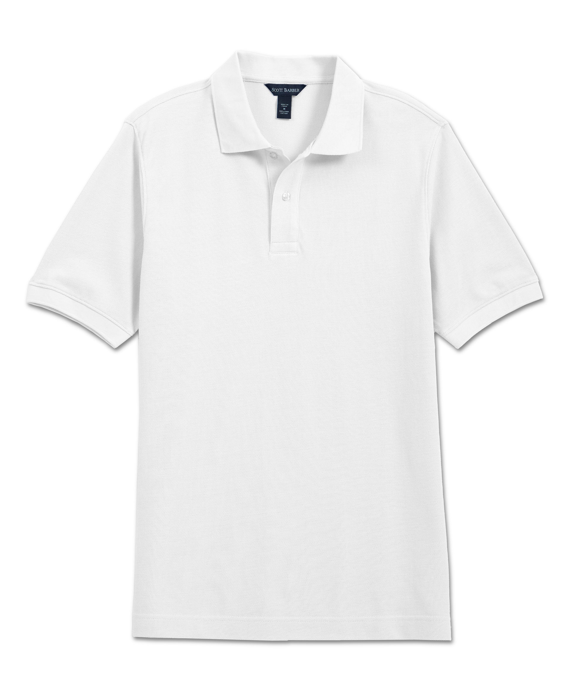 Pima Pique Polo, White - Scott Barber