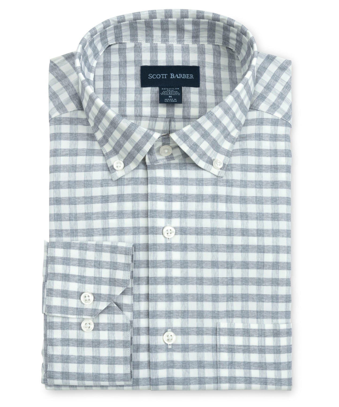 Soft Performance Melange Gingham, Grey Heather