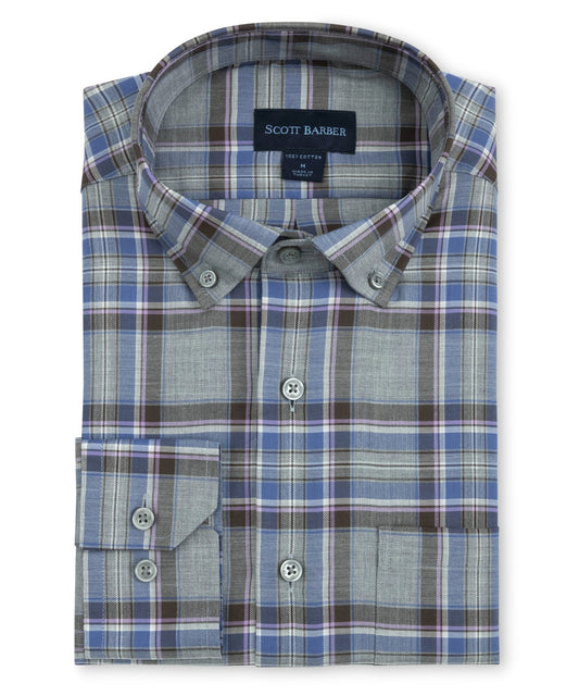 Lightweight Flannel Plaid, Grey Heather