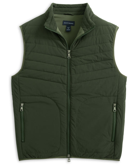 Stretch Nylon Puffer Vest, Olive