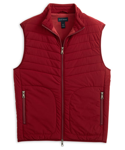 Stretch Nylon Puffer Vest, Burgundy