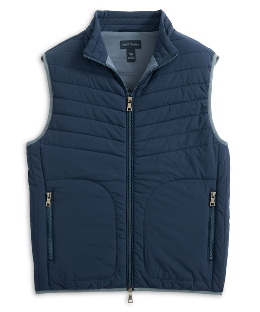 Stretch Nylon Puffer Vest, Navy