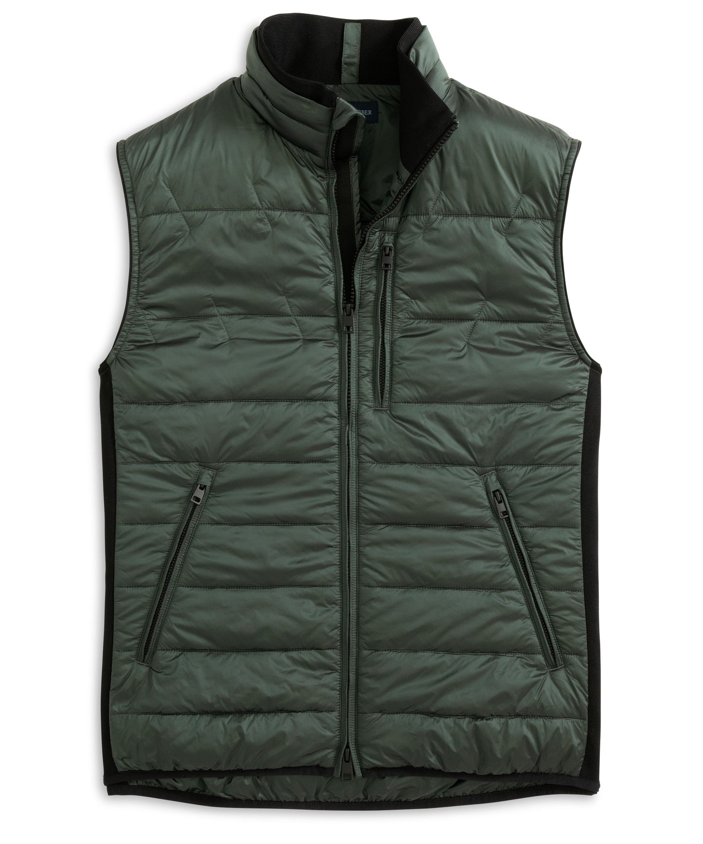 Metallic Ciré Puffer Vest, Pine