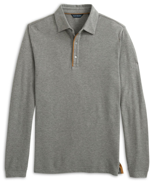 Cotton/Wool Pique Polo, Charcoal Heather