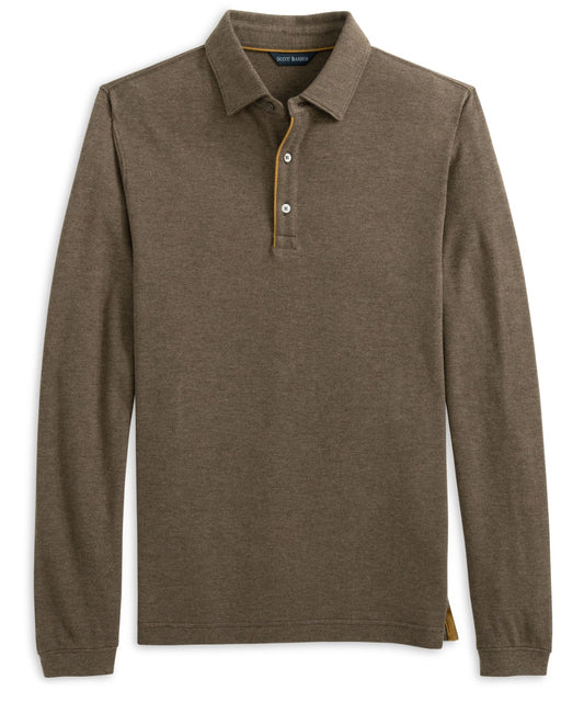 Cotton/Wool Pique Polo, Cocoa Heather