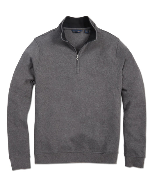 Pima Interlock Zip Mock, Charcoal Heather - Scott Barber