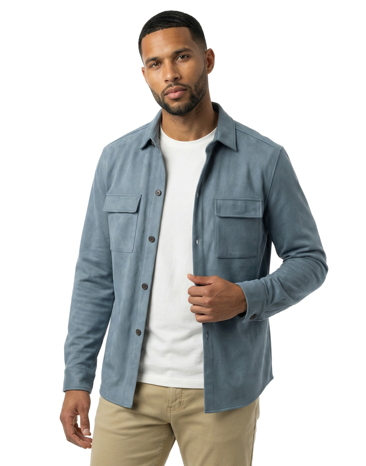 Micro Suede Stretch Shirt Jacket