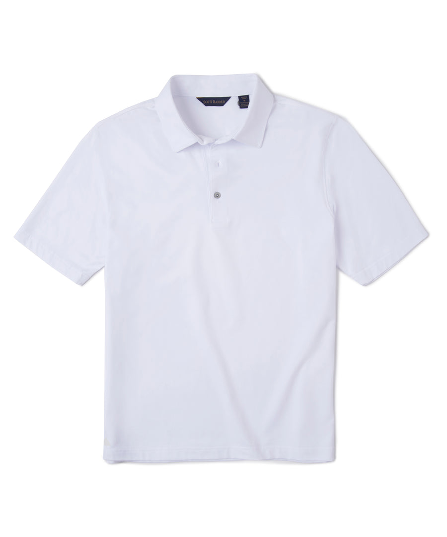 Tech Jersey Short Sleeve Polo, White - Scott Barber