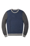 Merino/Cotton 12gg Colorblock Crew Sweater, Indigo - Scott Barber